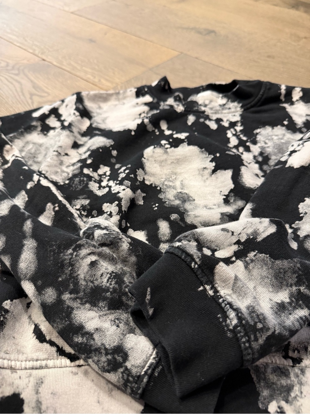 Cotton Citizen Black & White Bleach-Effect Crew Sweatshirt - Picture 2 of 5